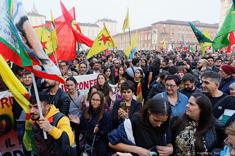 Everybody at the square against Turkish invasion of Rojava